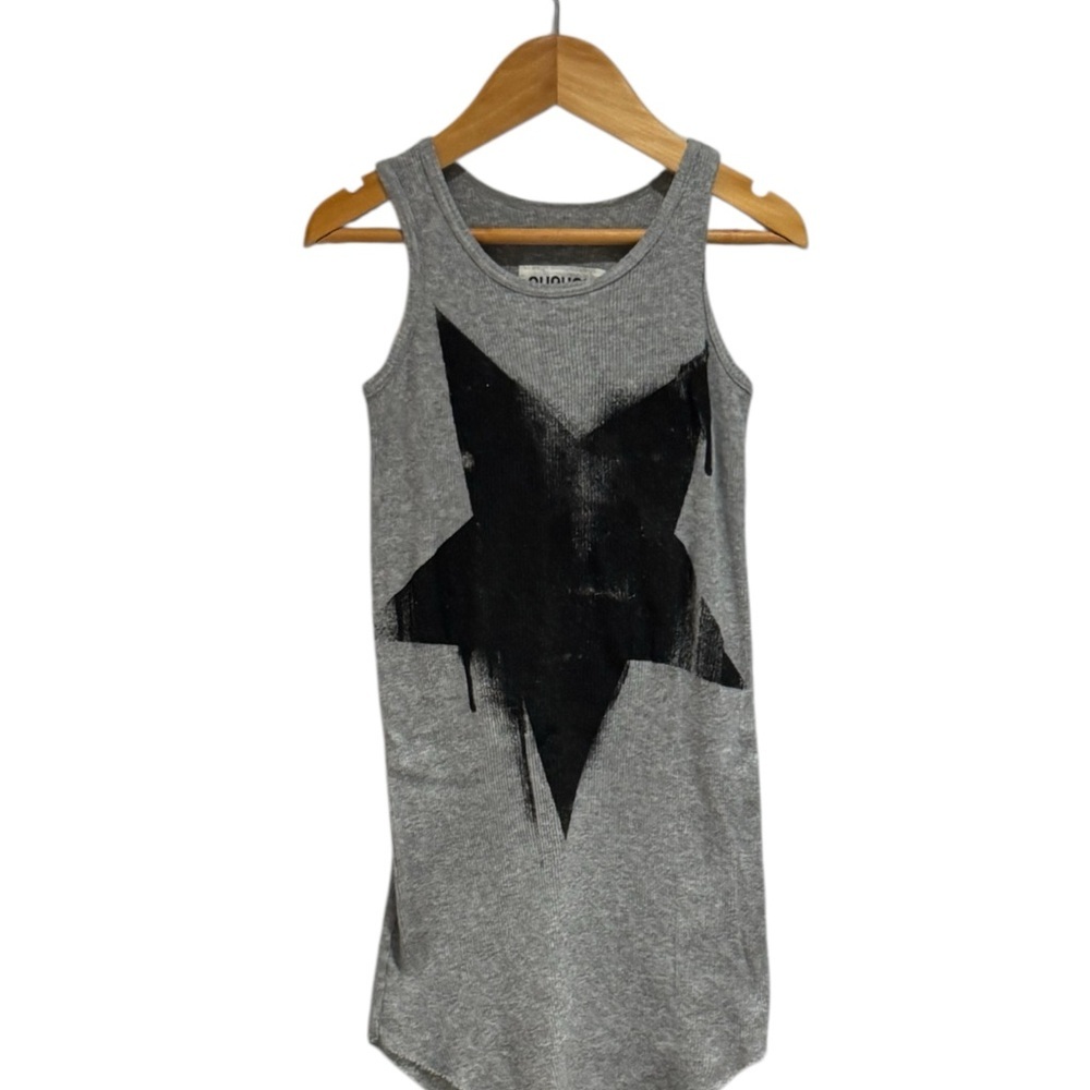 NUNUNU Gray Ribbed Tank Dress with Black Star Accent - size 2-3